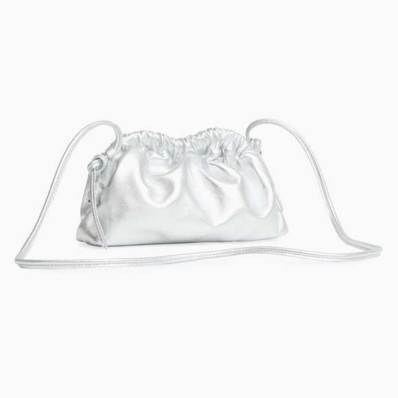 Like New Mansur Gavriel Mini Cloud Leather Clutch in Metallic Silver - Picture 6 of 17